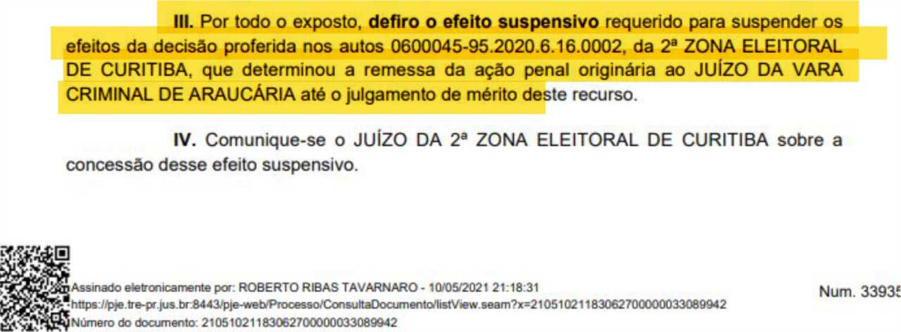 Justiça Eleitoral devolve Alqueire de Ouro para a Justiça Estadual