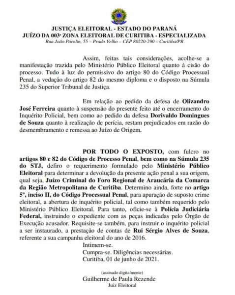 Justiça Eleitoral devolve Alqueire de Ouro para a Justiça Estadual