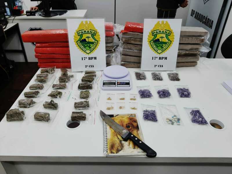 No bairro Estação, PM prende três envolvidos com o tráfico e apreende ecstasy e “MD” e quase 15kg de maconha