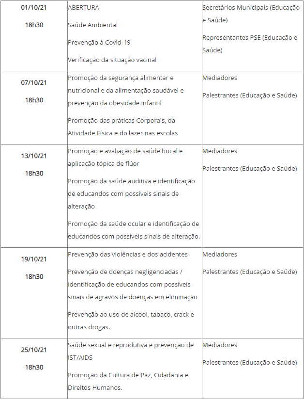 Mês do Programa Saúde na Escola será comemorado com uma série de atividades