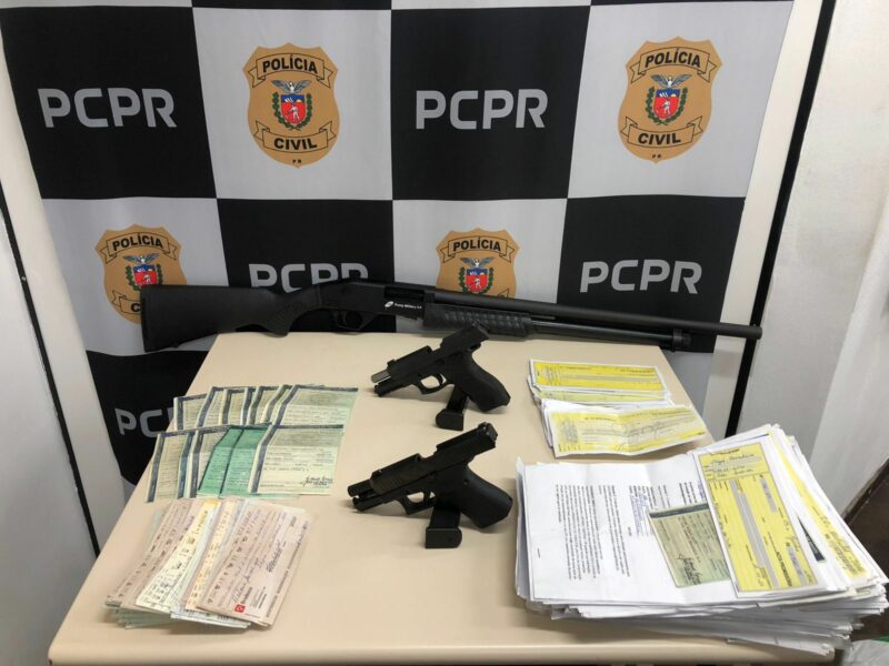 Polícia Civil de Araucária e GMA prendem agiotas e apreendem cheques, notas promissórias e armas de fogo