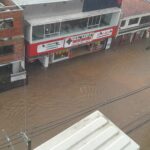 Chuva forte deixa ruas alagadas e provoca quedas de árvores em bairros da cidade