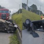 Carro capota na PR423 e motorista tem ferimentos moderados