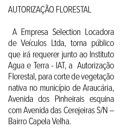 Publicidade Legal: Autorização florestal