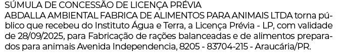 Publicidade Legal: SÚMULA DE CONCESSÃO DE LICENÇA PRÉVIA