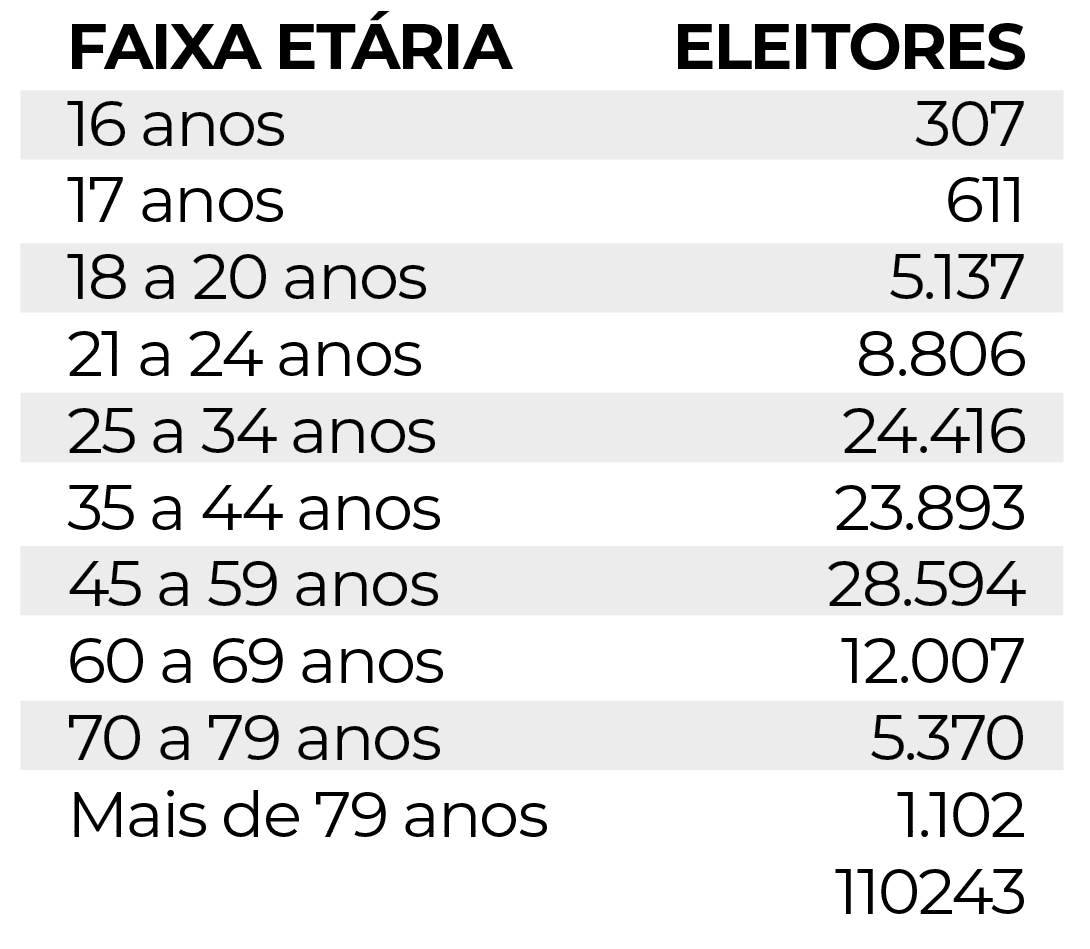 Maioria do eleitorado local é mulher, tem o ensino médio completo e é solteiro